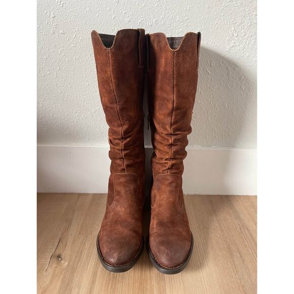 Born Boots Women's 7.5 M Rust Brown Suede Leather Knee High Tall Slouch Riding - Picture 2 of 10